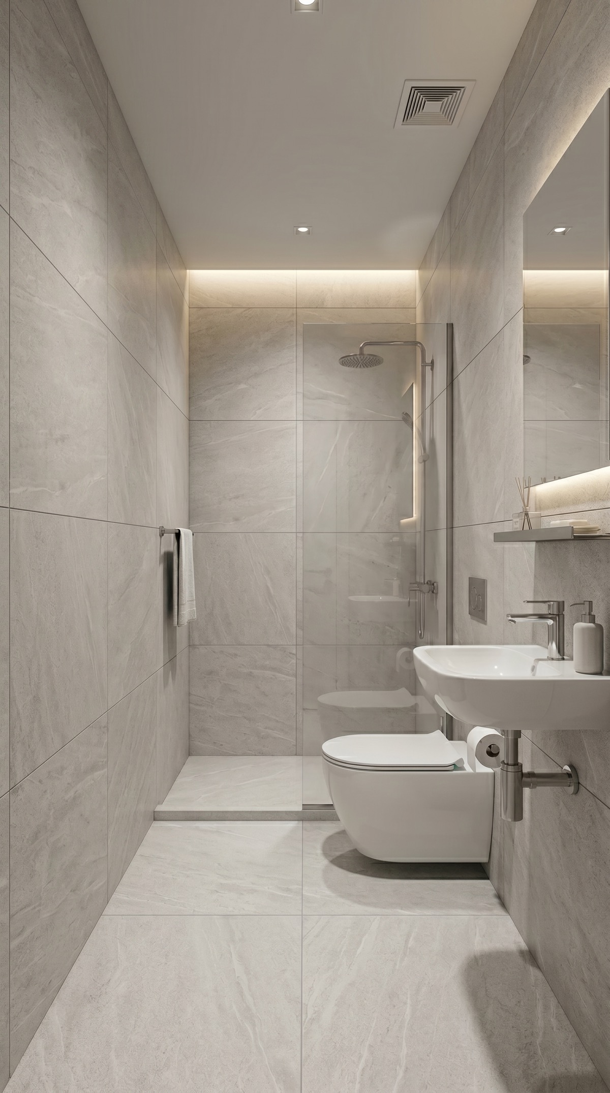 Karataş — banyo, mermer görünümlü porselen